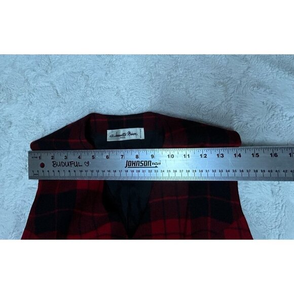 Jeannette Miner Paris Women's Button Down Red Tartan Plaid Wool Vest Size 42 - Picture 4 of 8